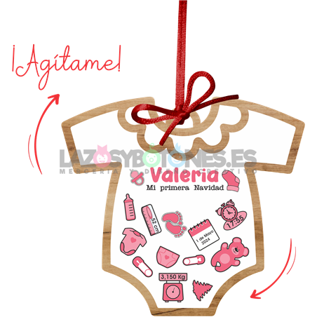 BOLA DE NAVIDAD CON PURPURINA ¡AGÍTAME! -  MOD. BODY BEBÉ