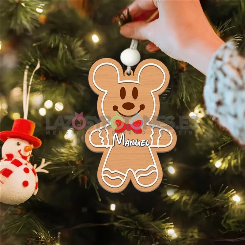 BOLA DE NAVIDAD MADERA - MOD. MICKEY GALLETA JENGIBRE