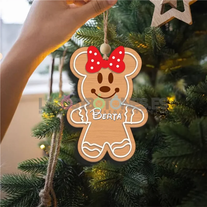 BOLA DE NAVIDAD MADERA - MOD. MINNIE GALLETA JENGIBRE