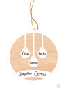 BOLA DE NAVIDAD MADERA - MOD. REDONDO FAMILIA
