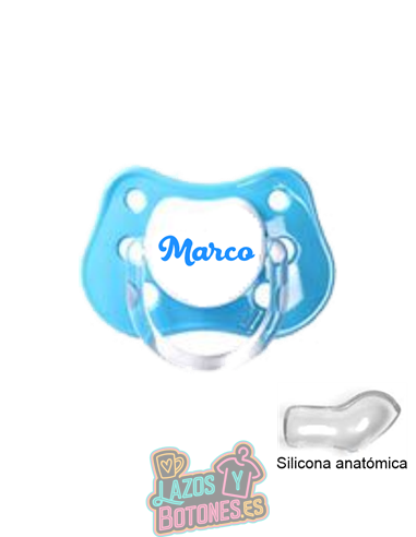 CHUPETE AZUL PERSONALIZADO CON NOMBRE - 0 a 6 meses