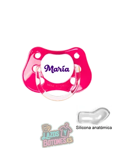 CHUPETE FUCSIA PERSONALIZADO CON NOMBRE - 0 a 6 meses CHUPETE FUCSIA PERSONALIZADO CON NOMBRE - 0 a 6 meses