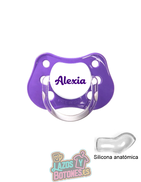 CHUPETE MORADO PERSONALIZADO CON NOMBRE - 0 a 6 meses
