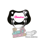 CHUPETE NEGRO PERSONALIZADO CON NOMBRE - 0 a 6 meses
