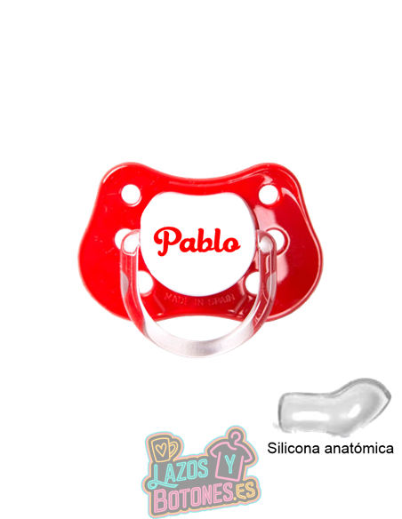 CHUPETE ROJO PERSONALIZADO CON NOMBRE - 0 a 6 meses