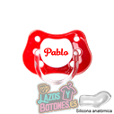 CHUPETE ROJO PERSONALIZADO CON NOMBRE - 0 a 6 meses