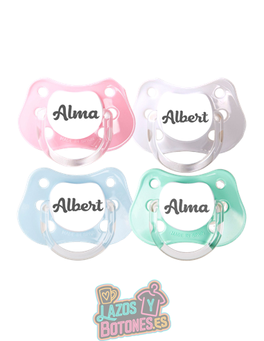 PACK DE 4 CHUPETES PERSONALIZADOS CON NOMBRE - BEBÉ ROSA - 0 a 6 meses