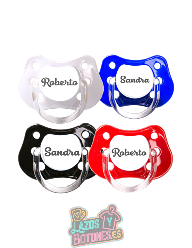 PACK DE 4 CHUPETES PERSONALIZADOS CON NOMBRE - BABY ROCK - 0 a 6 meses