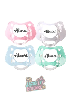 PACK DE 4 CHUPETES PERSONALIZADOS CON NOMBRE - ALGODÓN - 0 a 6 meses PACK DE 4 CHUPETES PERSONALIZADOS CON NOMBRE - ALGODÓN - 0 a 6 meses