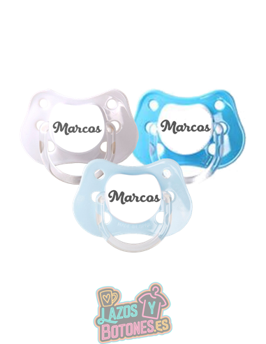 PACK DE 3 CHUPETES PERSONALIZADOS CON NOMBRE - CANDY BOY - 0 a 6 meses