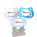PACK DE 3 CHUPETES PERSONALIZADOS CON NOMBRE - CANDY BOY - 0 a 6 meses