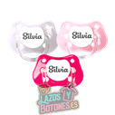 PACK DE 3 CHUPETES PERSONALIZADOS CON NOMBRE - CANDY GIRL - 0 a 6 meses