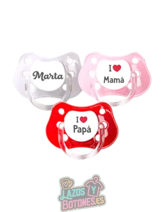 PACK DE 3 CHUPETES PERSONALIZADOS CON NOMBRE - CORAZÓN - 0 a 6 meses PACK DE 3 CHUPETES PERSONALIZADOS CON NOMBRE - CORAZÓN - 0 a 6 meses