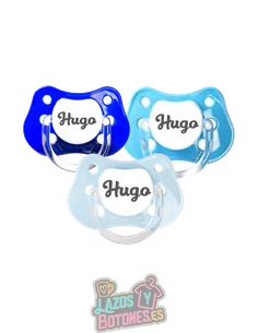 PACK DE 3 CHUPETES PERSONALIZADOS CON NOMBRE - CUPCAKE AZUL - 0 a 6 meses PACK DE 3 CHUPETES PERSONALIZADOS CON NOMBRE - CUPCAKE AZUL - 0 a 6 meses