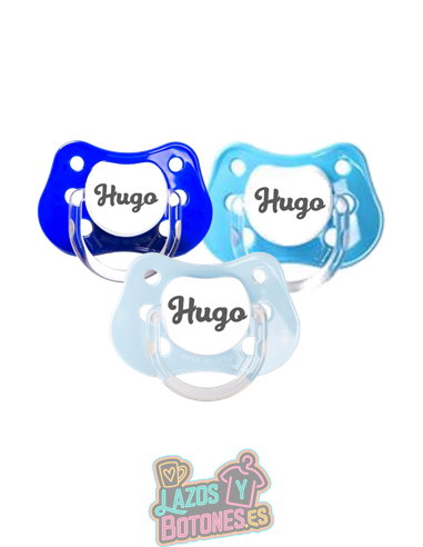 PACK DE 3 CHUPETES PERSONALIZADOS CON NOMBRE - CUPCAKE AZUL - 0 a 6 meses