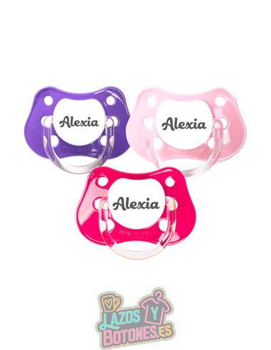 PACK DE 3 CHUPETES PERSONALIZADOS CON NOMBRE - CUPCAKE ROSA - 0 a 6 meses