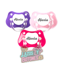 PACK DE 3 CHUPETES PERSONALIZADOS CON NOMBRE - CUPCAKE ROSA - 0 a 6 meses