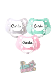 PACK DE 3 CHUPETES PERSONALIZADOS CON NOMBRE - PASTEL ROSA - 0 a 6 meses PACK DE 3 CHUPETES PERSONALIZADOS CON NOMBRE - PASTEL ROSA - 0 a 6 meses