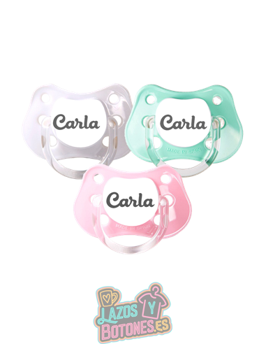 PACK DE 3 CHUPETES PERSONALIZADOS CON NOMBRE - PASTEL ROSA - 0 a 6 meses