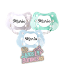 PACK DE 3 CHUPETES PERSONALIZADOS CON NOMBRE - PASTEL AZUL - 0 a 6 meses