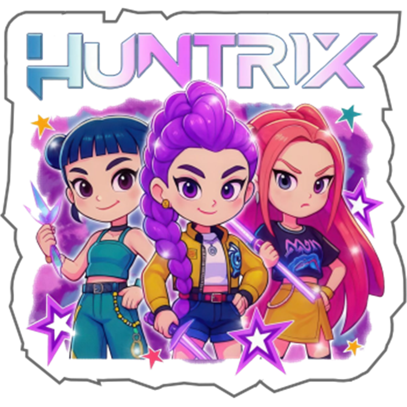Aplique - resina Huntrix Trío – Diseño Kpop brillante