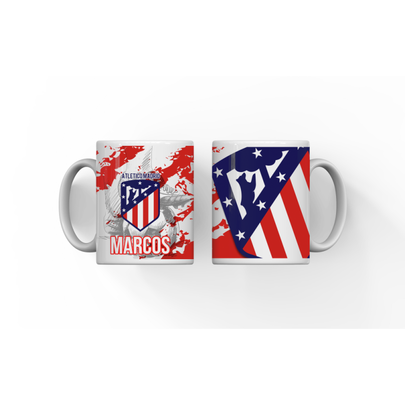 Taza personalizada Atlético de Madrid con nombre | Lazos y Botones