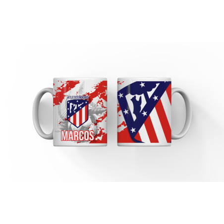 Taza personalizada Atlético de Madrid con nombre | Lazos y Botones
