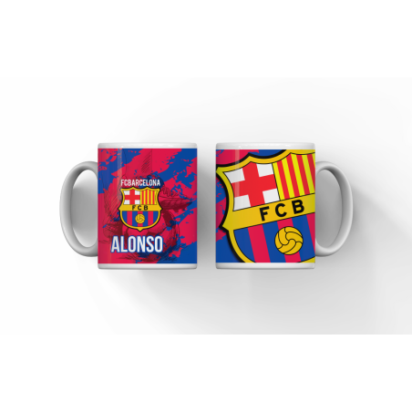 Taza personalizada FC Barcelona con nombre | Lazos y Botones