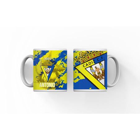 Taza Cádiz CF con nombre
