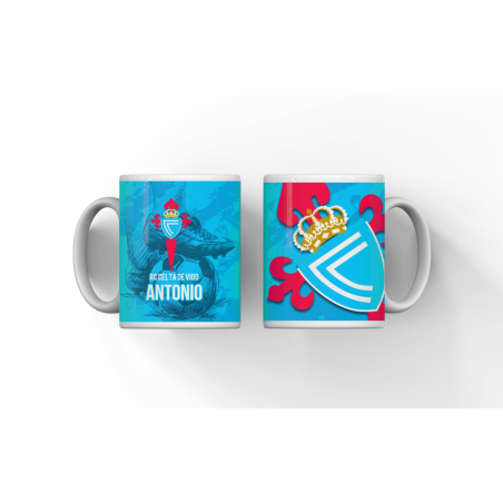 Taza personalizada RC Celta de Vigo con nombre | Lazos y Botones