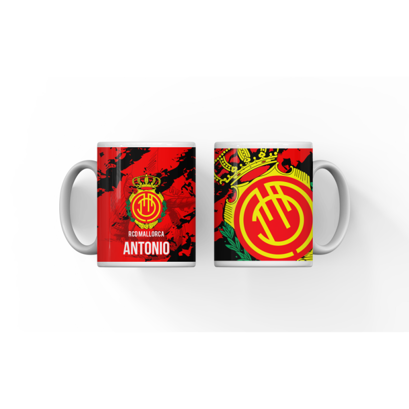 Taza RCD Mallorca con nombre | Lazos y Botones