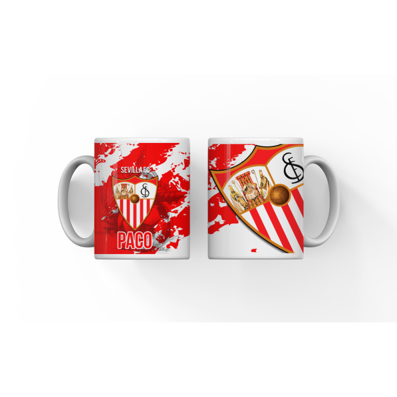Taza Sevilla FC con nombre | Lazos y Botones