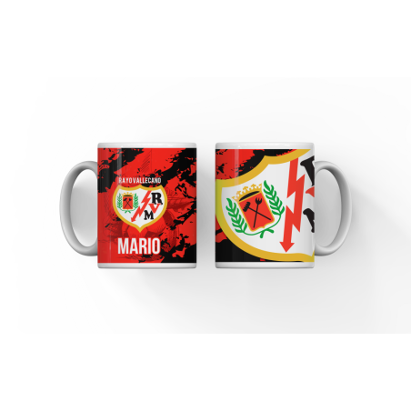 Taza Rayo Vallecano con nombre | Lazos y Botones