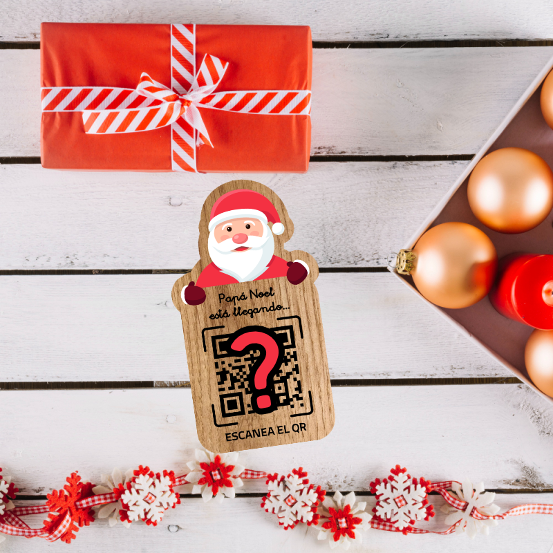Rastreador Papá Noel - Madera 10 cm