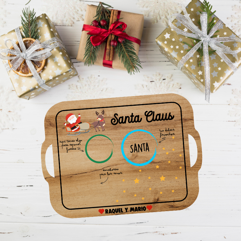 Bandeja Papa Noel - Madera 30x22 cm
