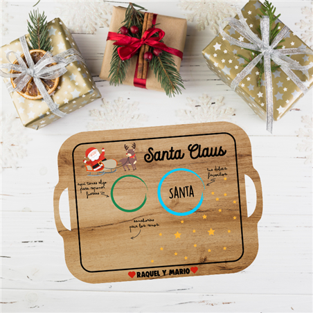 Bandeja Papa Noel - Madera 30x22 cm