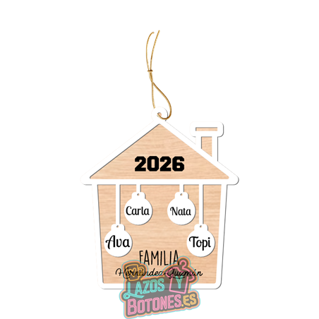 Bola de Navidad - Mod. Casa Familia Blanca & Madera