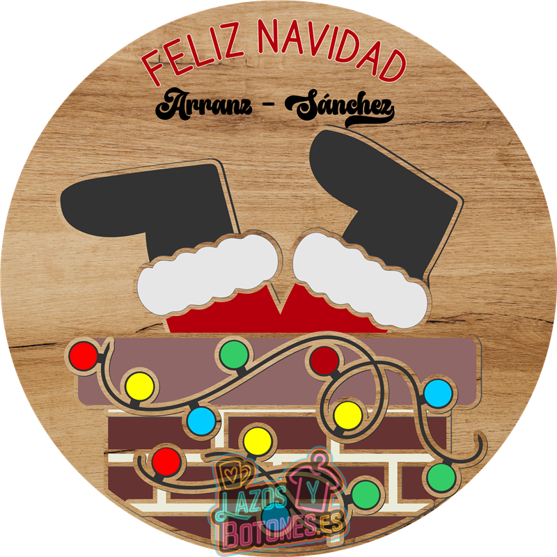 Cartel de Puerta – Mod. Papá Noel en la Chimenea