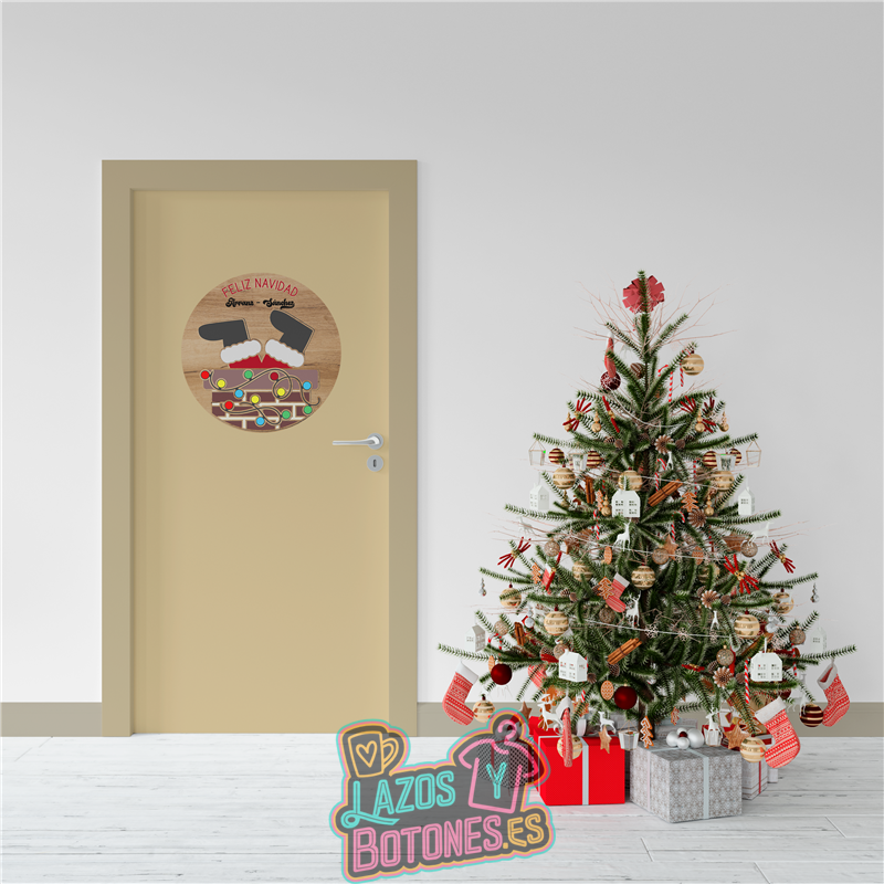 Cartel de Puerta – Mod. Papá Noel en la Chimenea