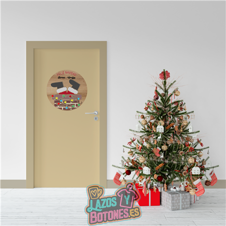 Cartel de Puerta – Mod. Papá Noel en la Chimenea