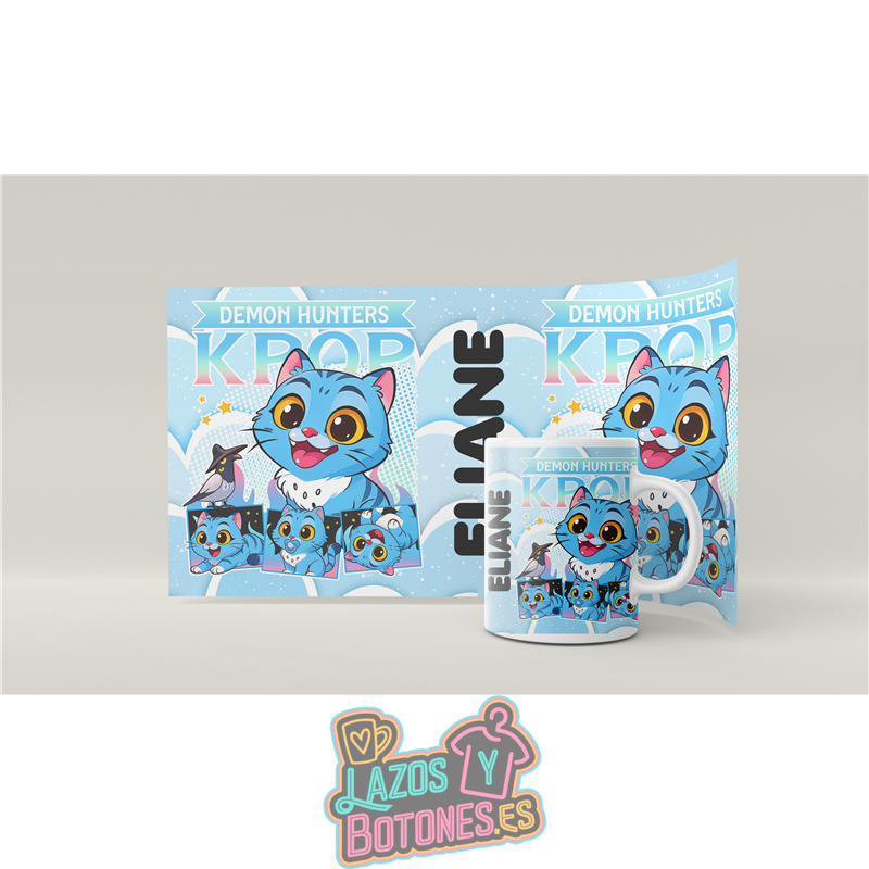 Taza personalizada – Mod. Demon Hunters Blue Cat Wrap