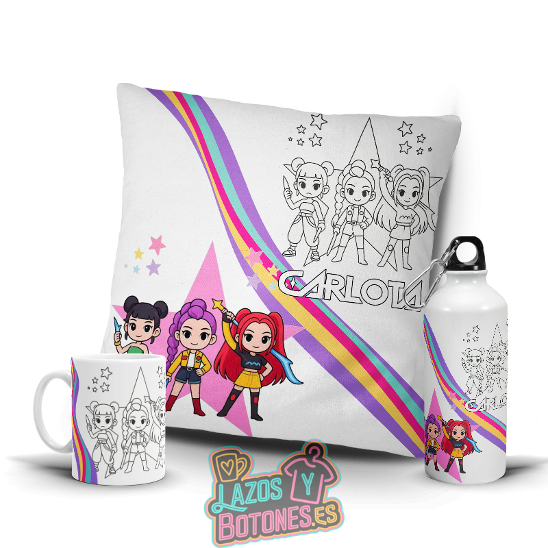 Pack K-pop para colorear – Mod. Huntrix Chibi Rainbow
