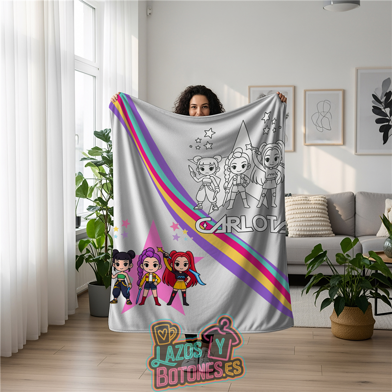 Manta Polar Personalizada para Colorear – Mod. Huntrix Girls