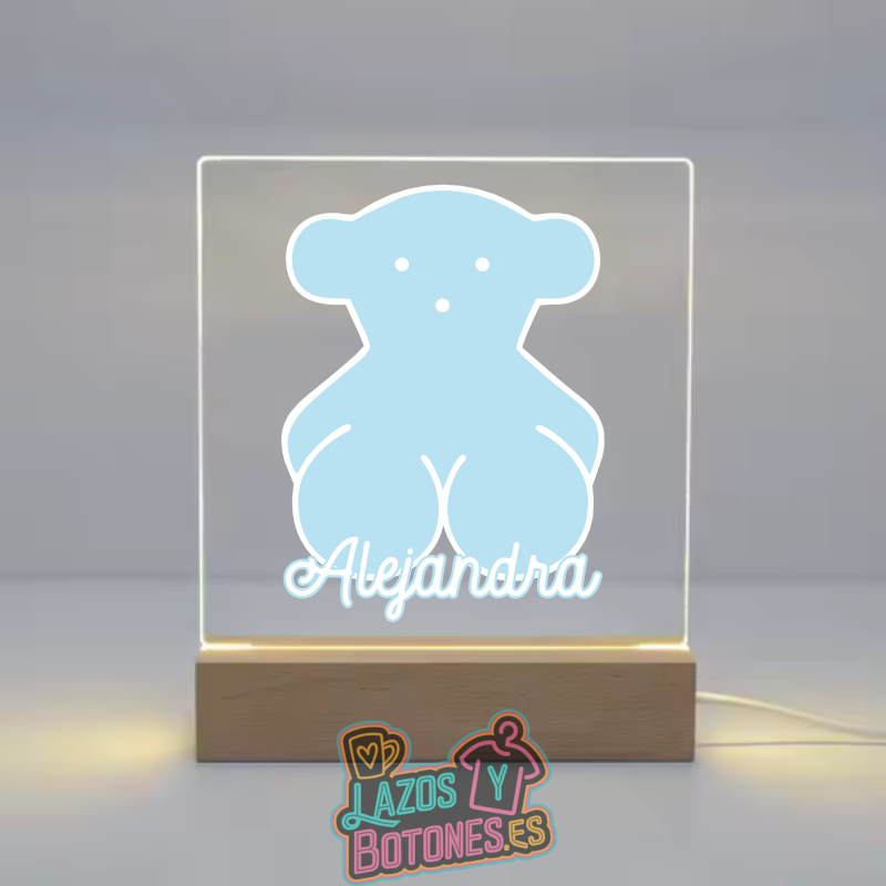 Lámpara LED Acrílica – Mod. Osito Azul Bebé
