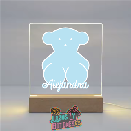 Lámpara LED Acrílica – Mod. Osito Azul Bebé
