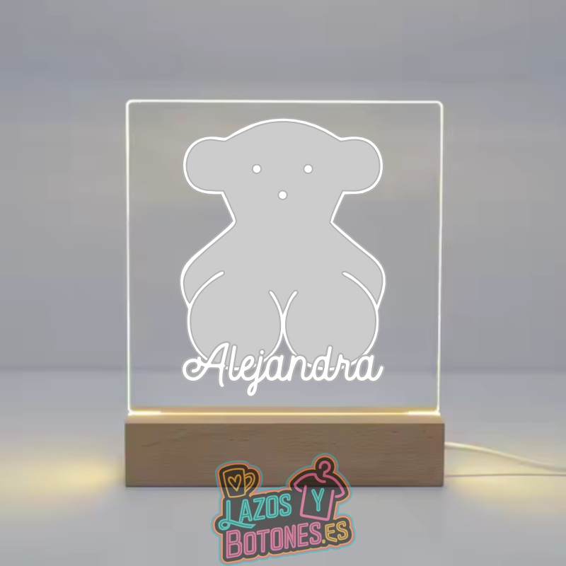 Lámpara LED Acrílica – Mod. Osito Gris Bebé
