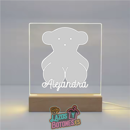 Lámpara LED Acrílica – Mod. Osito Gris Bebé
