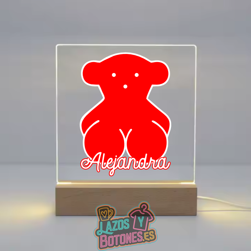 Lámpara LED Acrílica – Mod. Osito Rojo
