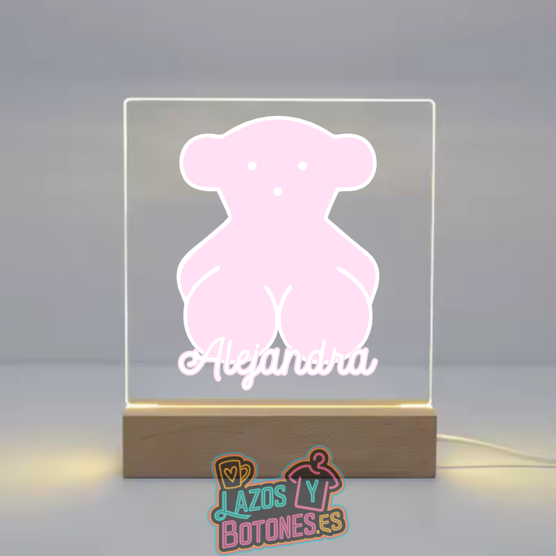 Lámpara LED Acrílica – Mod. Osito Rosa Bebé
