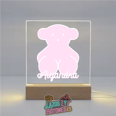 Lámpara LED Acrílica – Mod. Osito Rosa Bebé
